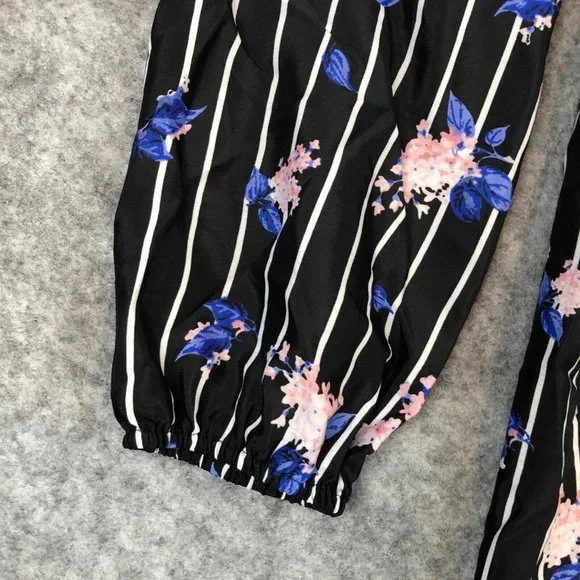 Maison Jules Dress S Striped Floral Black Shirtdress Above Knee Long Sleeve - Picture 2 of 12